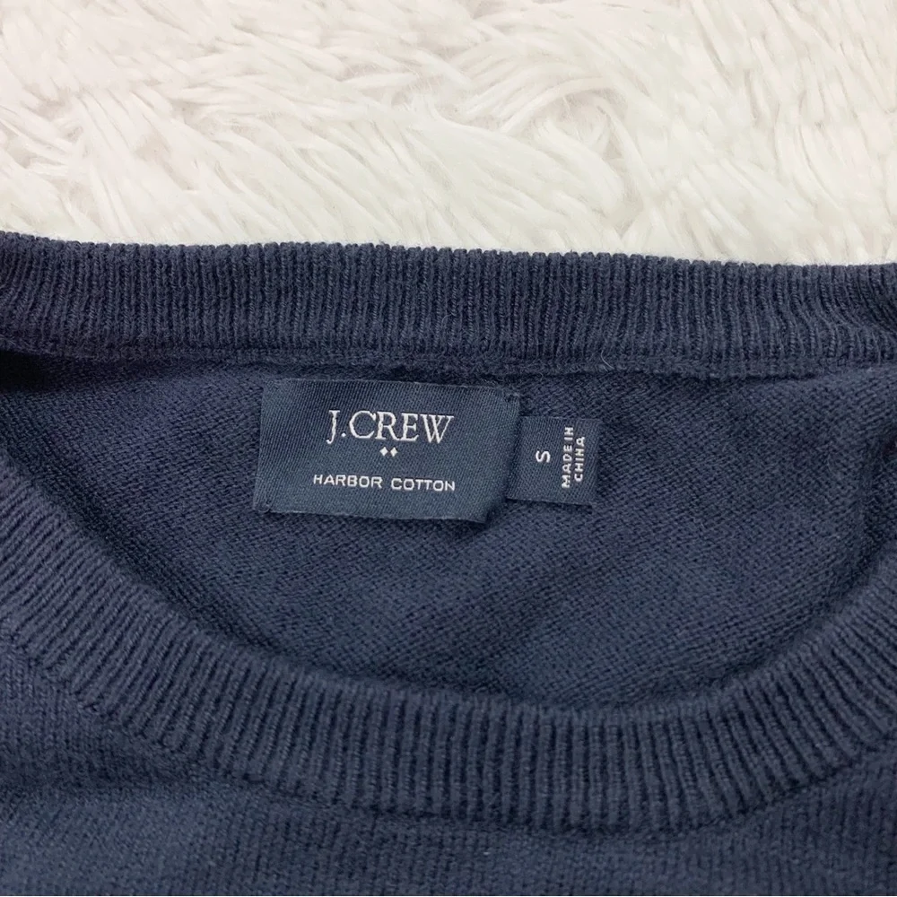 J‎ crew long sleeve crew neck Harbor Cotton pullover sweater in navy blue